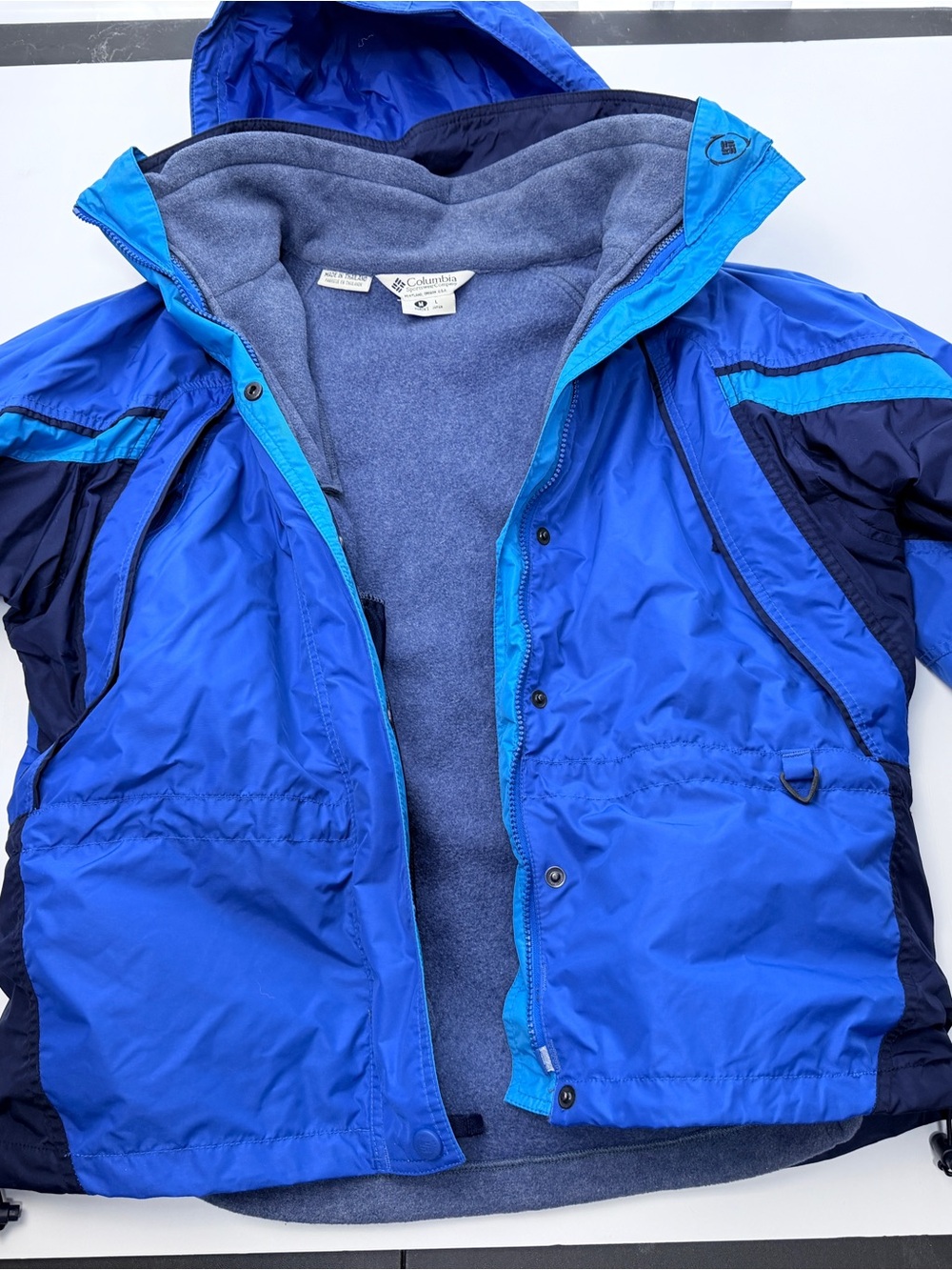 Columbia Women’s Medium Blue Hooded Fleece Lined Ski Snow Winter Jacket Coat
